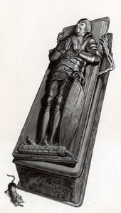 Begravningsmonument med skelett som kommer ut av English School