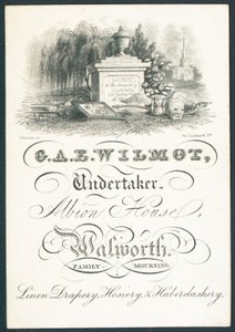 G A E Wilmot, begravningsentreprenör, handelskort av English School