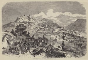 Garibaldis trupper i läger vid Castro Giovanni (gravyr) av English School