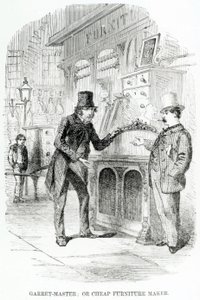 Garret-Master, eller billig möbelmakare, c.1840 av English School