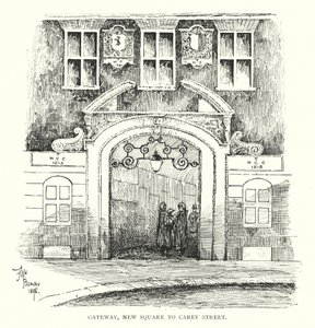Gateway, New Square till Carey Street (litho) av English School