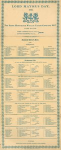 General Bill of Fare för Lord Mayors Day, Guildhall, London, 9 november 1835 av English School