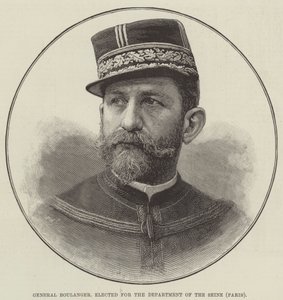General Boulanger, vald för departementet Seine, Paris (gravyr) av English School