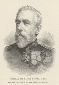 General Sir Daniel Lysons, GCB, New Constable of the Tower of London (gravyr) av English School