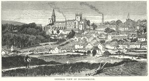 Allmän vy över Dunfermline (gravyr) av English School
