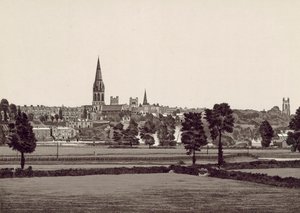 Allmän vy över Exeter (litografi) av English School
