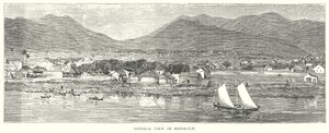Allmän vy över Honolulu (gravyr) av English School