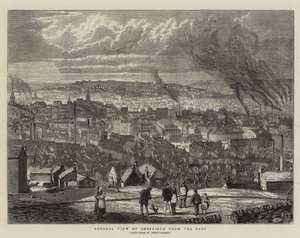 Allmän bild av Sheffield från öster (gravyr) av English School