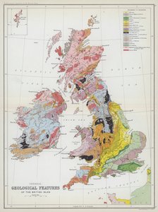 Allmänna geologiska kännetecken för de brittiska öarna (färglitografi) av English School