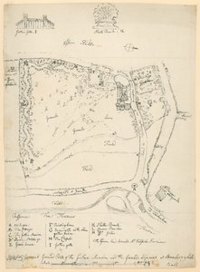 Allmän grundplan för den gotiska herrgården och marken intill Strawberry Hill, Twickenham, London av English School