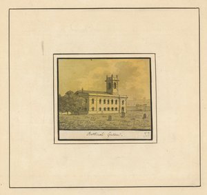 Allmän bild av en kyrka i Bethnal Green (bläck på papper) av English School