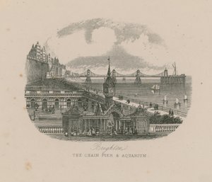 Allmän vy av Chain Pier and Aquarium vid havet i Brighton av English School