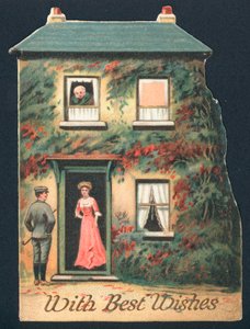 Gentleman kallar på Lady, julkort av English School