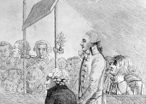 George Barrington hämtades från livet under sin rättegång på Old Bailey fredagen den 17 september av English School