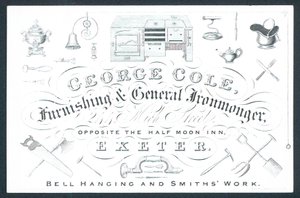 George Cole, inrednings- och allmän järnhandlare, handelskort av English School