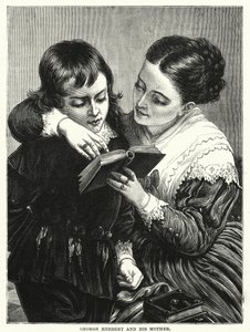 George Herbert och hans mor (gravyr) av English School