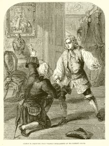 George II., tar emot från Walpole Intelligence of his Fathers Death av English School