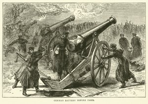 Tyska batteriet före Paris, januari 1871 av English School