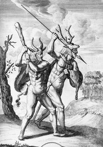 Germans, illustration från The Commentaries of Caesar översatt till engelska av William Duncan, graverad av Cornelis Huyberts, publicerad 1753 av English School