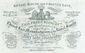 George Fred Curling & Co, tillverkare av trådspetsar, handelskort av English School