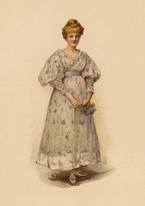 Flicka som håller i en bukett (kromolit) av English School