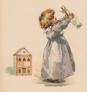 Flicka med docka (chromolitho) av English School