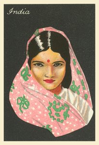 Flickor från många länder: Indien (färglitografi) av English School