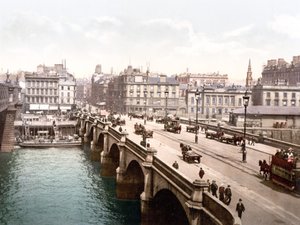 Glasgow Bridge (handfärgat foto) av English School