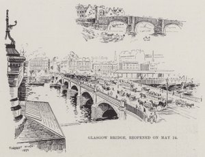 Glasgow Bridge, öppnade igen den 24 maj (gravyr) av English School