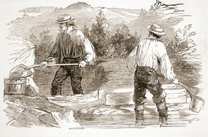 Gold-washing at the Diggings, från The Illustrated London News, 1849 av English School