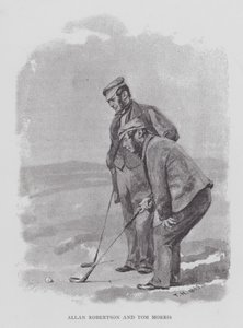 Golf: Allan Robertson och Tom Morris (litho) av English School