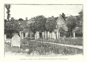Gymnasieskolor och fattighus, kyrkogården i Walthamstow (gravyr) av English School