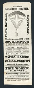 Grand Parachute Descent, Flora Gardens, Bayswater, 12 augusti 1839 av English School