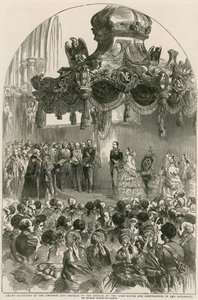 Stort mottagande av den franska kejsaren och kejsarinnan av Lord Mayor and Corporation i Guildhall, London av English School