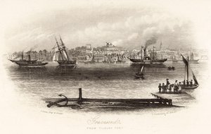 Gravesend från Tilbury Fort av English School