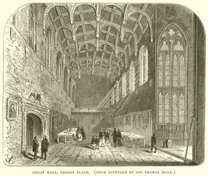 Great Hall, Crosby Place. (En gång ockuperad av Sir Thomas More) av English School