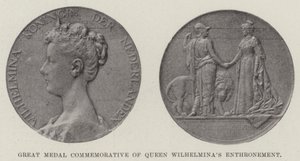 Stor medalj till minne av drottning Wilhelminas tronsättning (gravyr) av English School