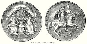 William och Marys stora sigill (gravyr) av English School