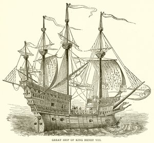 Stora skeppet av kung Henrik VIII av English School