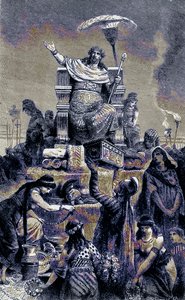 Grekisk degeneration - Croesus på begravningshögen, illustration från The Illustrated History of the World, publicerad ca 1880 (digitalt förbättrad bild) av English School