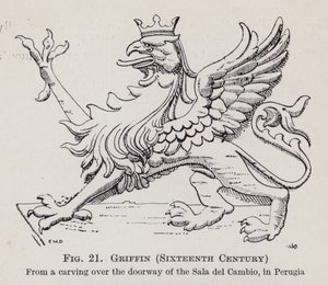 Griffin, sextonde århundradet (litho) av English School