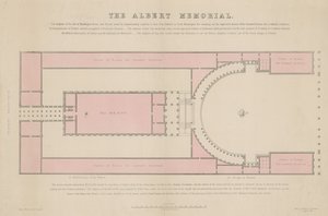 Grundplan för Albert Memorial, som föreslagits vid Burlington House av English School
