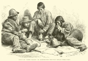 Grupp av Indios Mansos, eller domesticerade peruanska indianer från Cuzco av English School