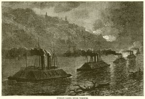 Kanonbåtar passerar före Vicksburg av English School