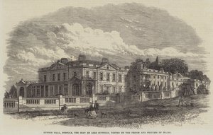 Gunton Hall, Norfolk, Lord Suffields residens, besökt av prinsen och prinsessan av Wales (gravyr) av English School