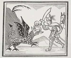 Guy and the Northumbrian Dragon, illustration från Chap-books of the artonde århundradet av John Ashton, pub. 1882 av English School