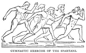 Gymnastikövningar för spartanerna, illustration från The Illustrated History of the World, c.1880 av English School