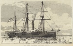 HMS Condor, under kommando av Lord Charles Beresford (gravyr) av English School