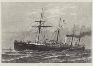 HMS Hecla, Merchant Steamer köpt och monterad för Royal Navy (gravyr) av English School