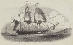 HMS "Plover", skickad på jakt efter Sir John Franklins arktiska expedition (gravyr) av English School